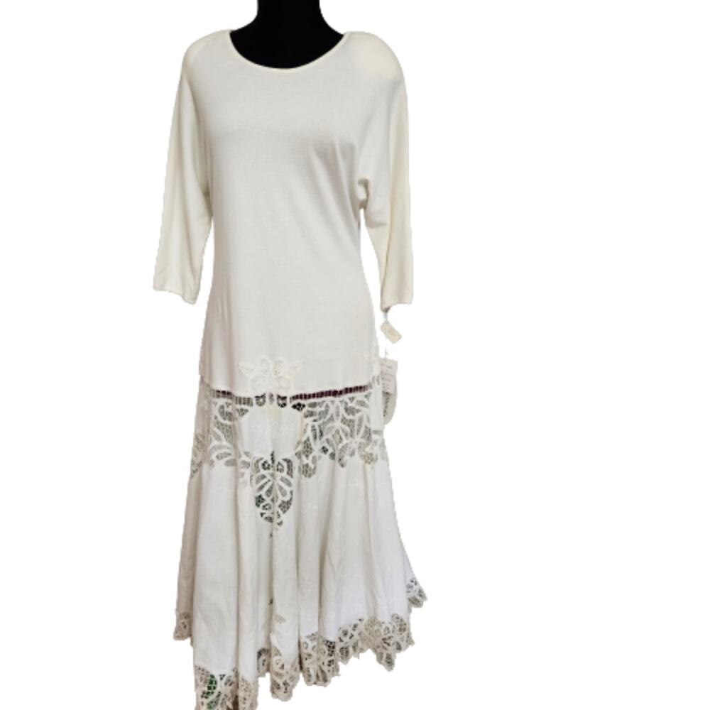 Vintage Carolyne‎ Barton Cotton Ivory Prairie Dress Large with TAGS Cottagecore